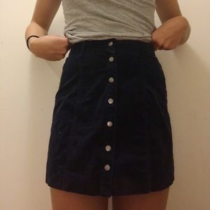 Button Down Corduroy Mini Skirt